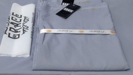 Cloud grey wash and wear fabric 4.5 metre unstitched suit piece from Grace Fabrics