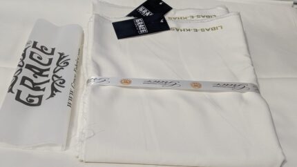 Ivory white wash and wear fabric 4 metre unstitched suit piece from Grace Fabrics