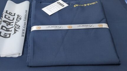 Midnight navy wash and wear fabric 4 metre unstitched suit piece from Grace Fabrics