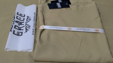 Sahara khaki wash and wear fabric 4.5 metre unstitched suit piece from Grace Fabrics