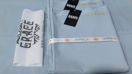 Sky mist blue wash and wear fabric 4 metre unstitched suit piece from Grace Fabrics